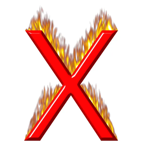 3D Літера X у вогні — стокове фото