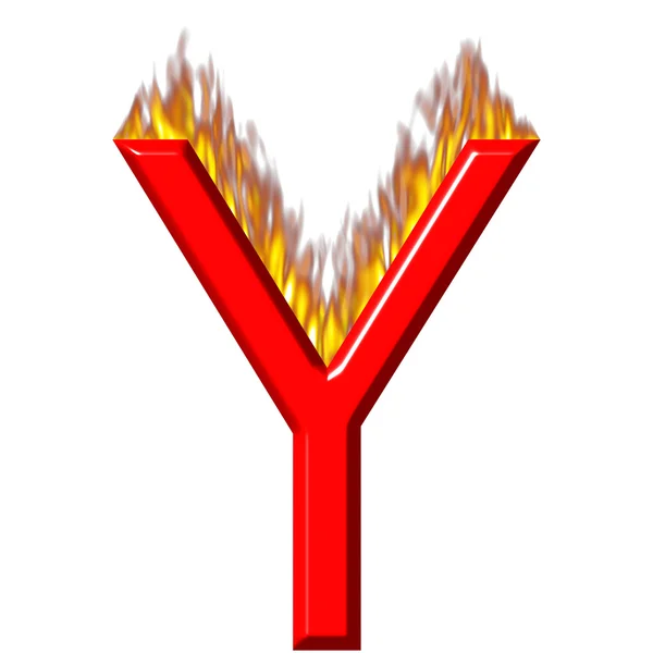 3D лист Y у вогні — стокове фото