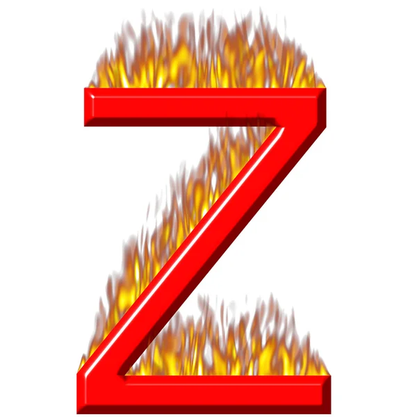 Carta 3D Z no fogo — Fotografia de Stock