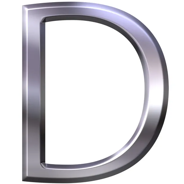 3D srebrne litery d — Zdjęcie stockowe