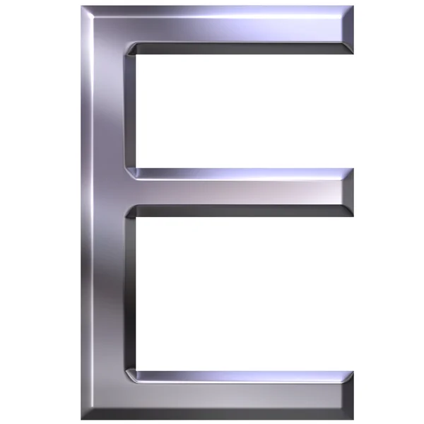 Letra de plata 3D E — Foto de Stock