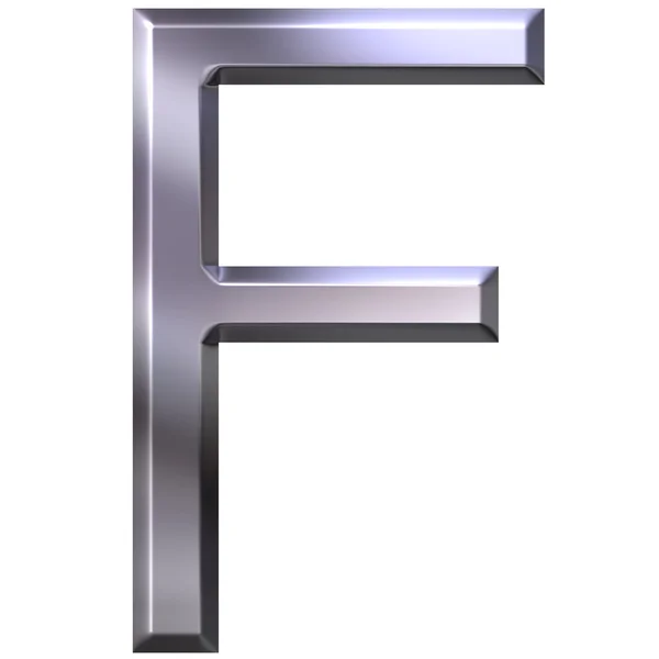 3D srebrny litera f — Zdjęcie stockowe