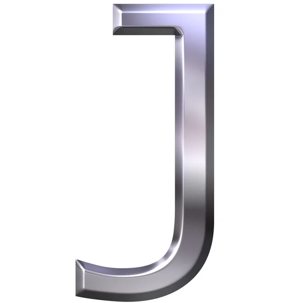 Letra de plata 3D J — Foto de Stock