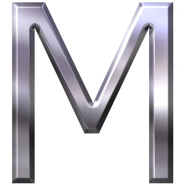3D silver bokstaven m — Stockfoto