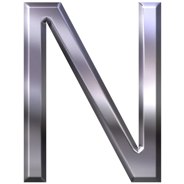 3D Silver Letter N — Stock Photo, Image