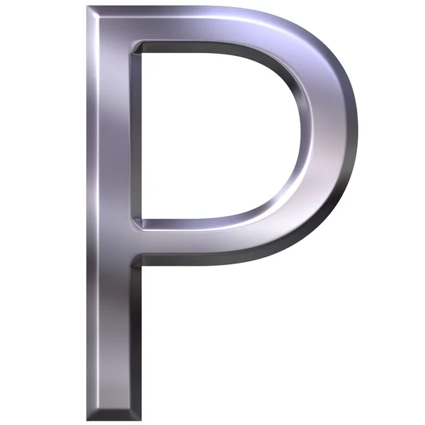 3D srebrny literka p — Zdjęcie stockowe