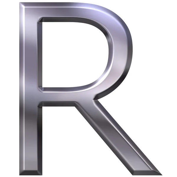 3D silver bokstaven r — Stockfoto