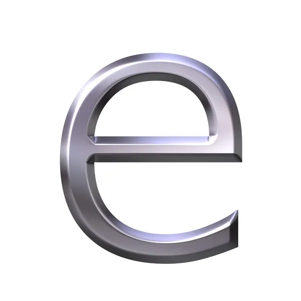 3D srebrny literę e — Zdjęcie stockowe