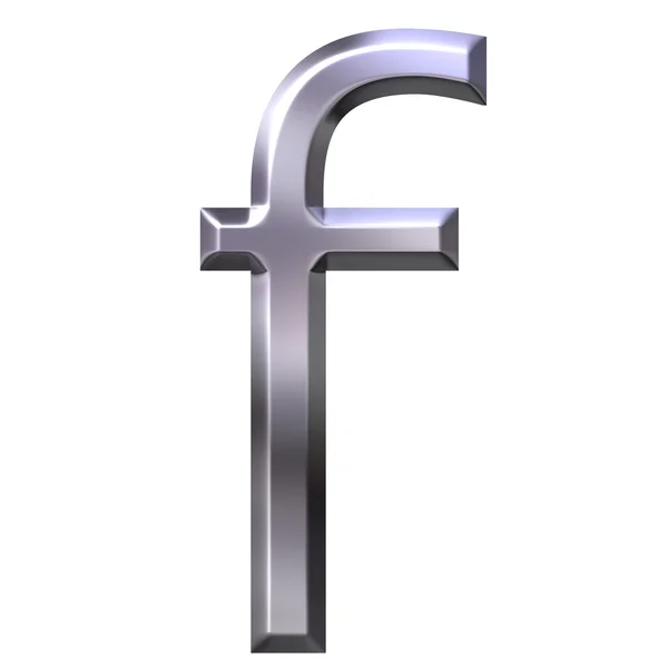 3D srebrny litera f — Zdjęcie stockowe