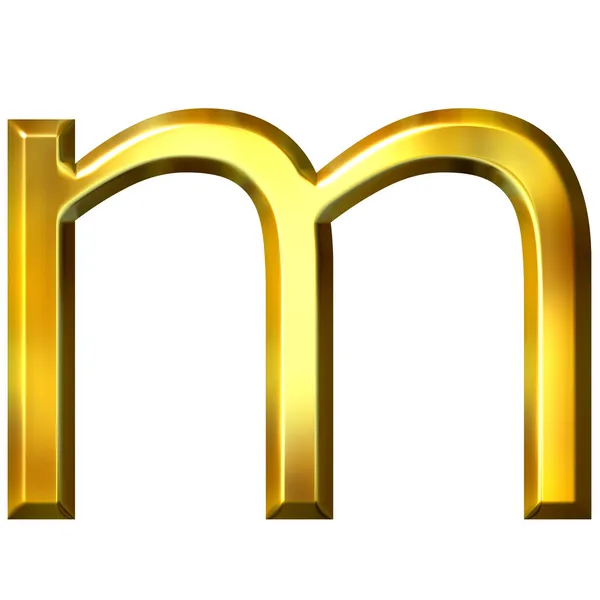 3d 金色字母 m — 图库照片