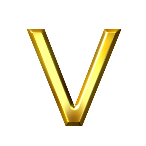 Letra de oro 3D V — Foto de Stock