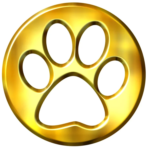 3D Golden Framed Cat Print — Stock Photo, Image