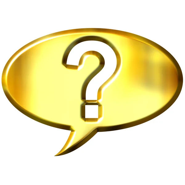 3d golden speech bubble with question — Stock Photo, Image