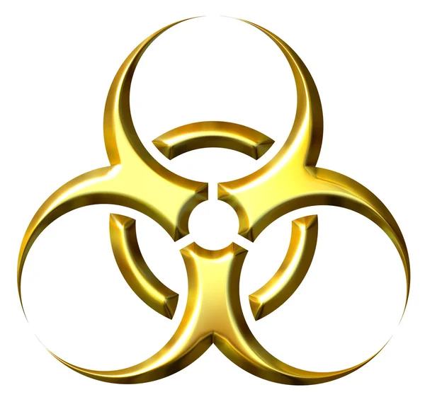 Símbolo de risco biológico dourado 3D — Fotografia de Stock