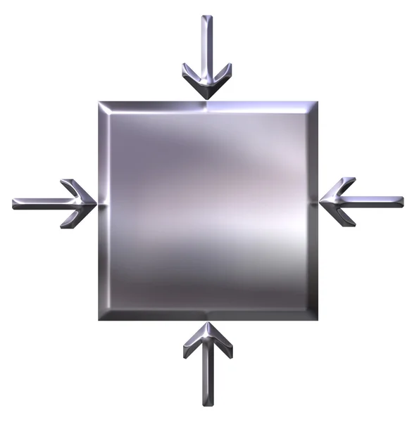 3d серебряный квадрат с указательными стрелками — стоковое фото