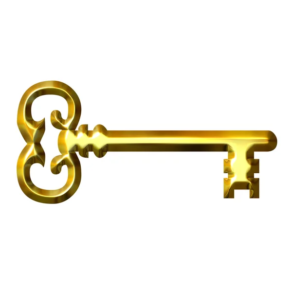 3d 金复古钥匙 — 图库照片