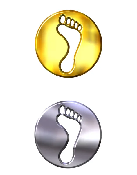 3D złotej i srebrnej ramce stóp — Zdjęcie stockowe