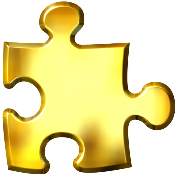 Peça de puzzle dourado 3D — Fotografia de Stock