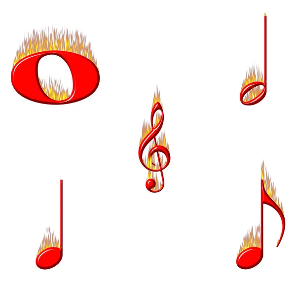 Muziek notities op brand 1 van 2 — Stockfoto