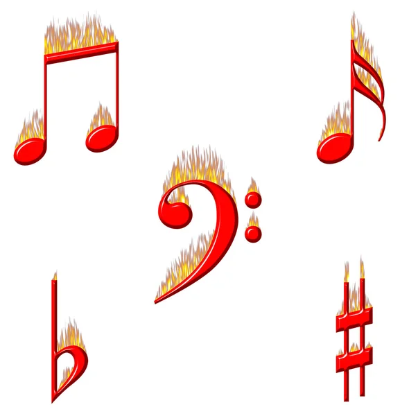Notas musicales sobre el fuego 2 de 2 — Foto de Stock