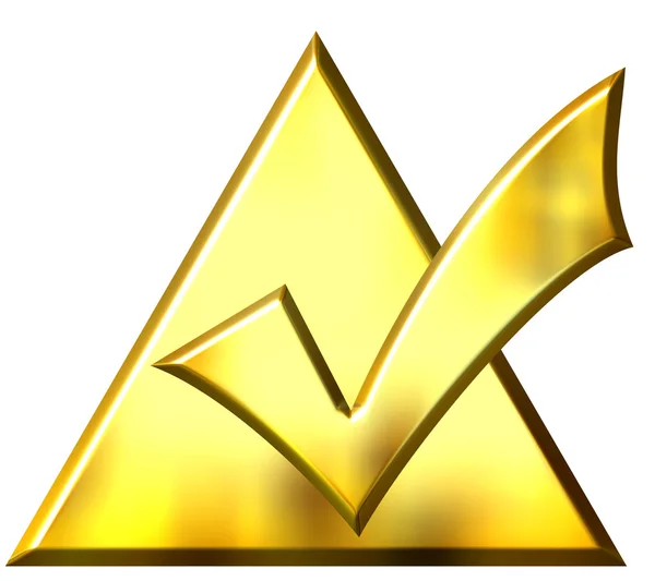3D zlatý trojúhelník zaškrtnuto — Stock fotografie