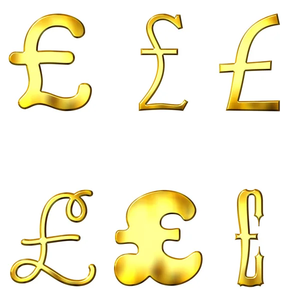 Eccentric Golden Pound Symbols — Stock Photo, Image