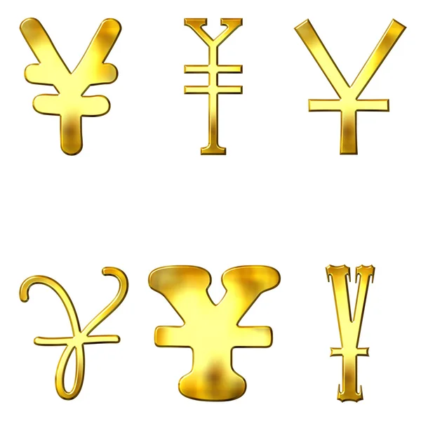 Símbolos de ienes dourados excêntricos — Fotografia de Stock