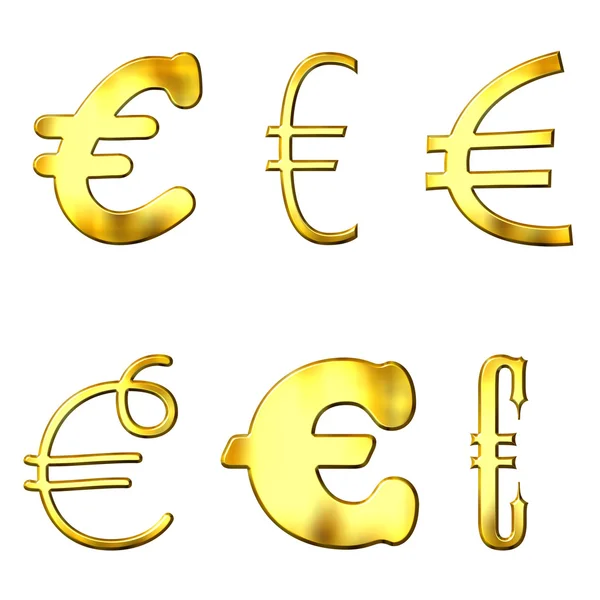 Eccentric Golden Euro Symbols — Stock Photo, Image