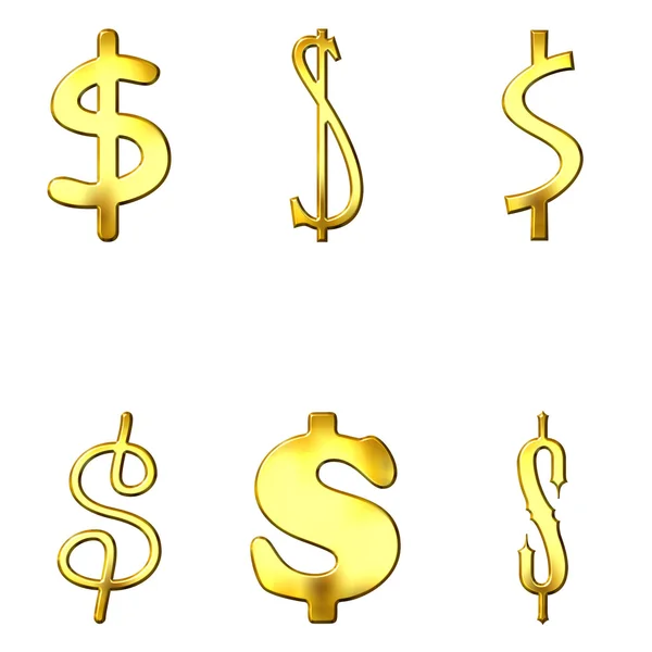 Símbolos do Dólar Dourado excêntrico — Fotografia de Stock