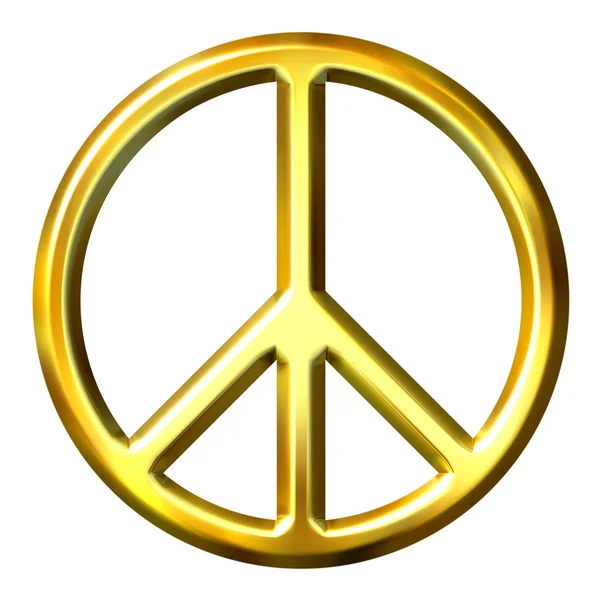 Símbolo de paz dourado 3D — Fotografia de Stock