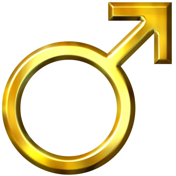3D zlatý mužský symbol — Stock fotografie