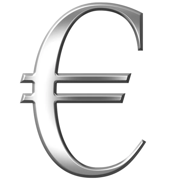 3d Silber Euro Symbol — Stockfoto