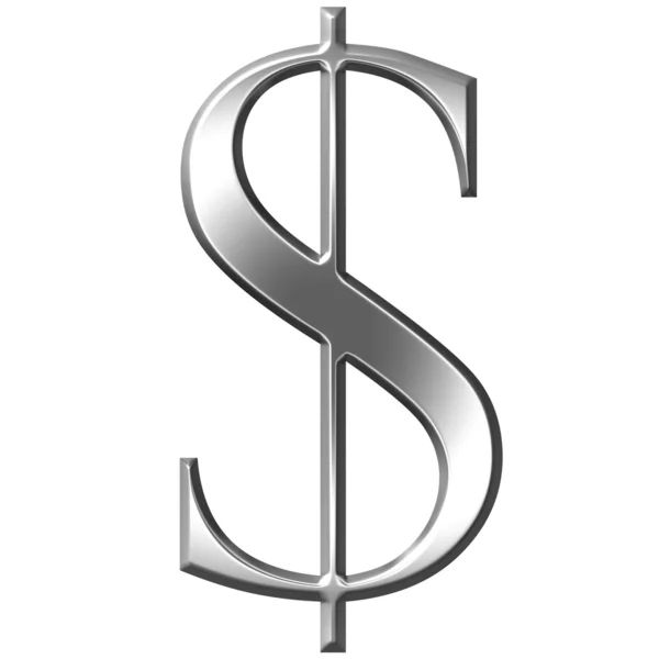 3D Silver Dollar Symbol — Stockfoto