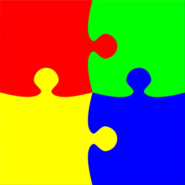 Kleurrijke vier stukken puzzel — Stockfoto