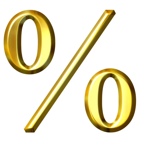 3D arany százalékos szimbólum — Stock Fotó