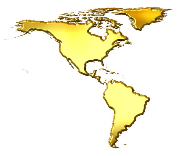 America 3d Golden Map — Stock Photo, Image