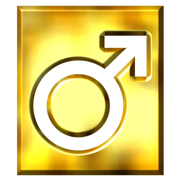 Sinal de símbolo masculino dourado 3D — Fotografia de Stock