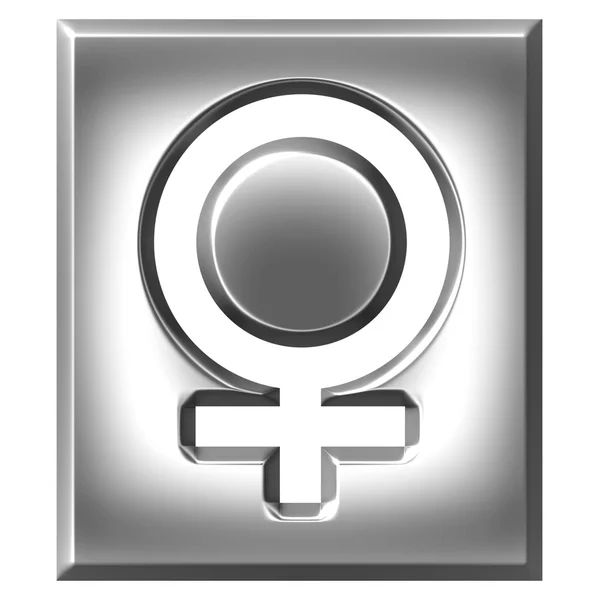 Signo de símbolo femenino de plata 3D — Foto de Stock