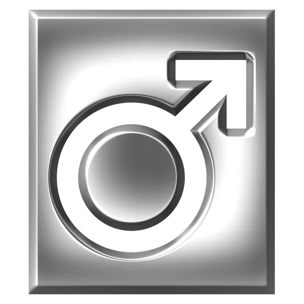 Signe de symbole masculin en argent 3D — Photo