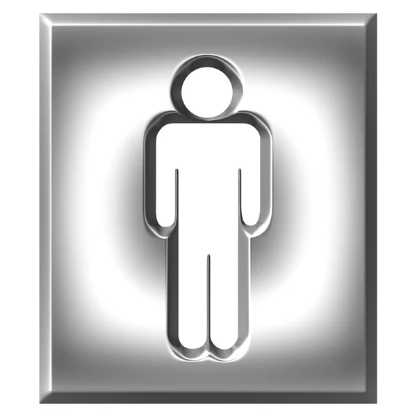 Signo masculino de plata 3D — Foto de Stock