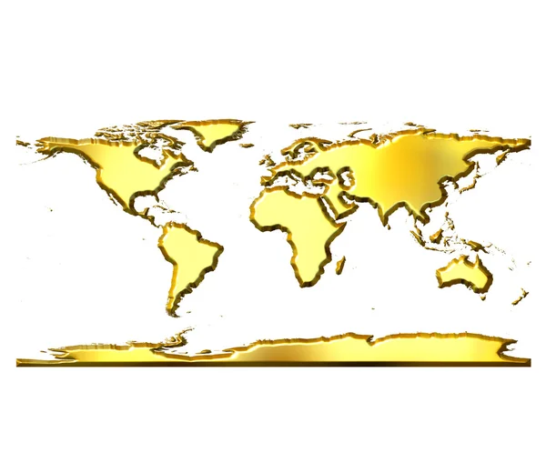 3D mapa świata złoty — Zdjęcie stockowe