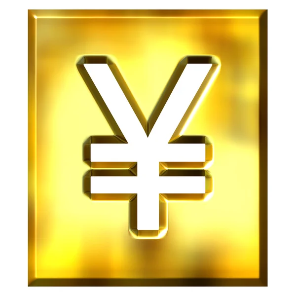 Signo de yen enmarcado en oro 3D —  Fotos de Stock