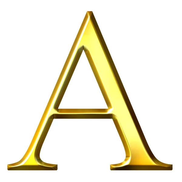 3d 黄金希腊字母 alpha — 图库照片