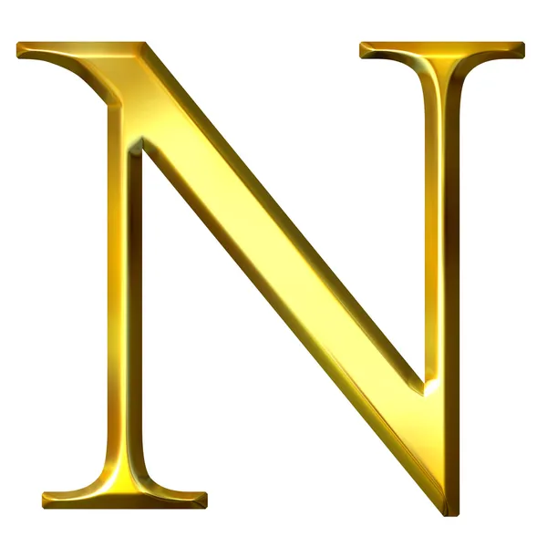 3d 黄金希腊语字母 ny — 图库照片