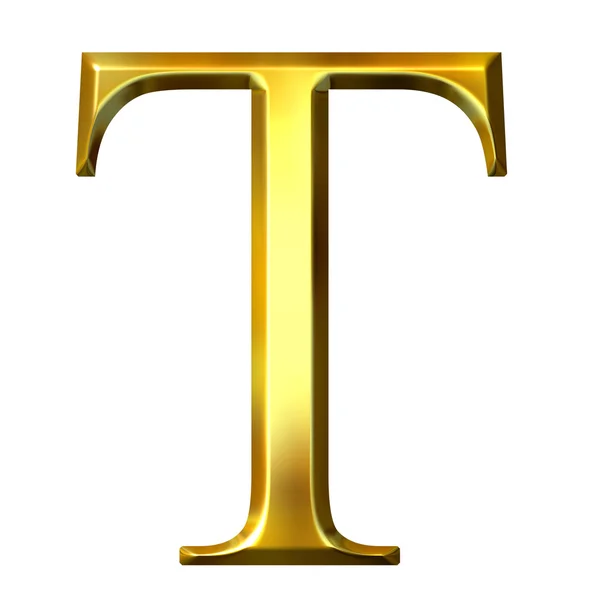 3D zlaté řecké písmeno tau — Stock fotografie