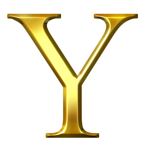 3d goldener griechischer Buchstabe ypsilon — Stockfoto