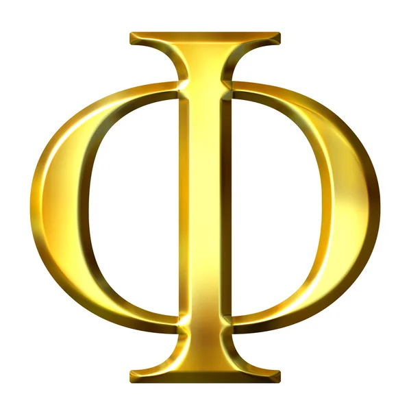 Letra griega de oro 3D Phi —  Fotos de Stock