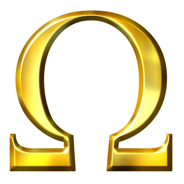 3d goldener griechischer Buchstabe Omega — Stockfoto