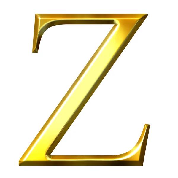 3D Golden Lettera greca Zeta — Foto Stock