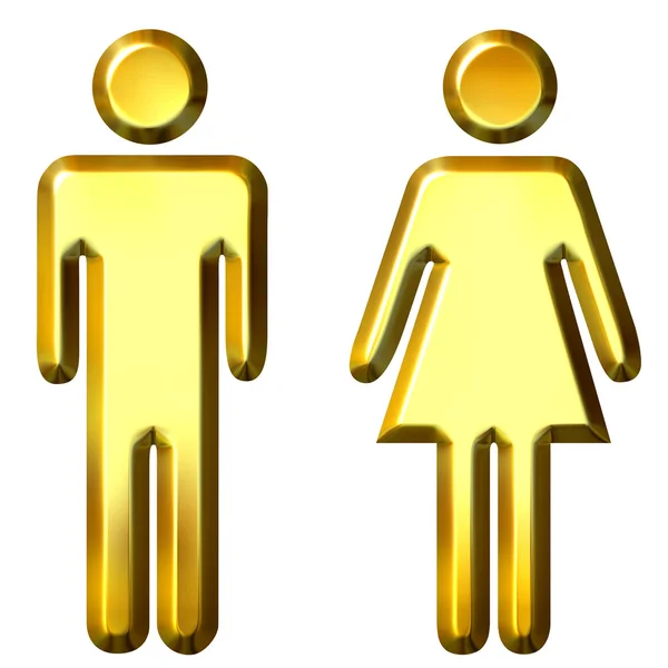 3D Golden Man and Woman Silhouettes — Stock Photo, Image